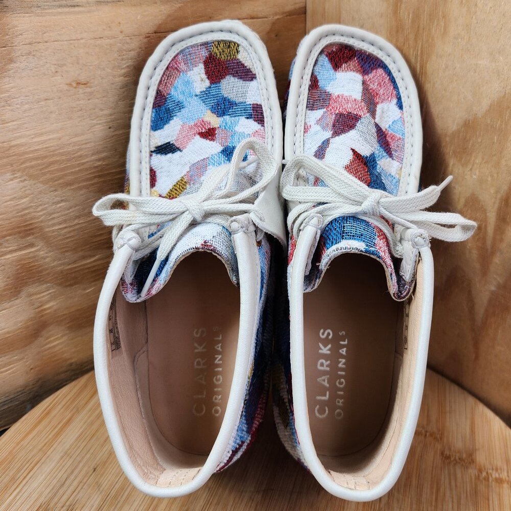Clarks Originals Wallabee Patchwork Woven Fabric Ankle Boots - Picture 7 of 11